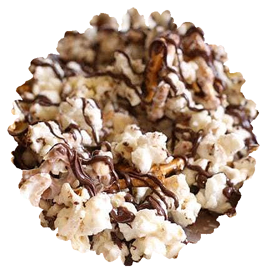 Chocolate Covered Pretzel gourmet popcorn in a resealable gourmet tub from Best Darn Kettlecorn