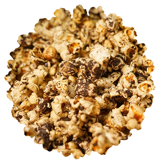 White Chocolate Cookie Crunch gourmet popcorn in a resealable gourmet tub from Best Darn Kettlecorn