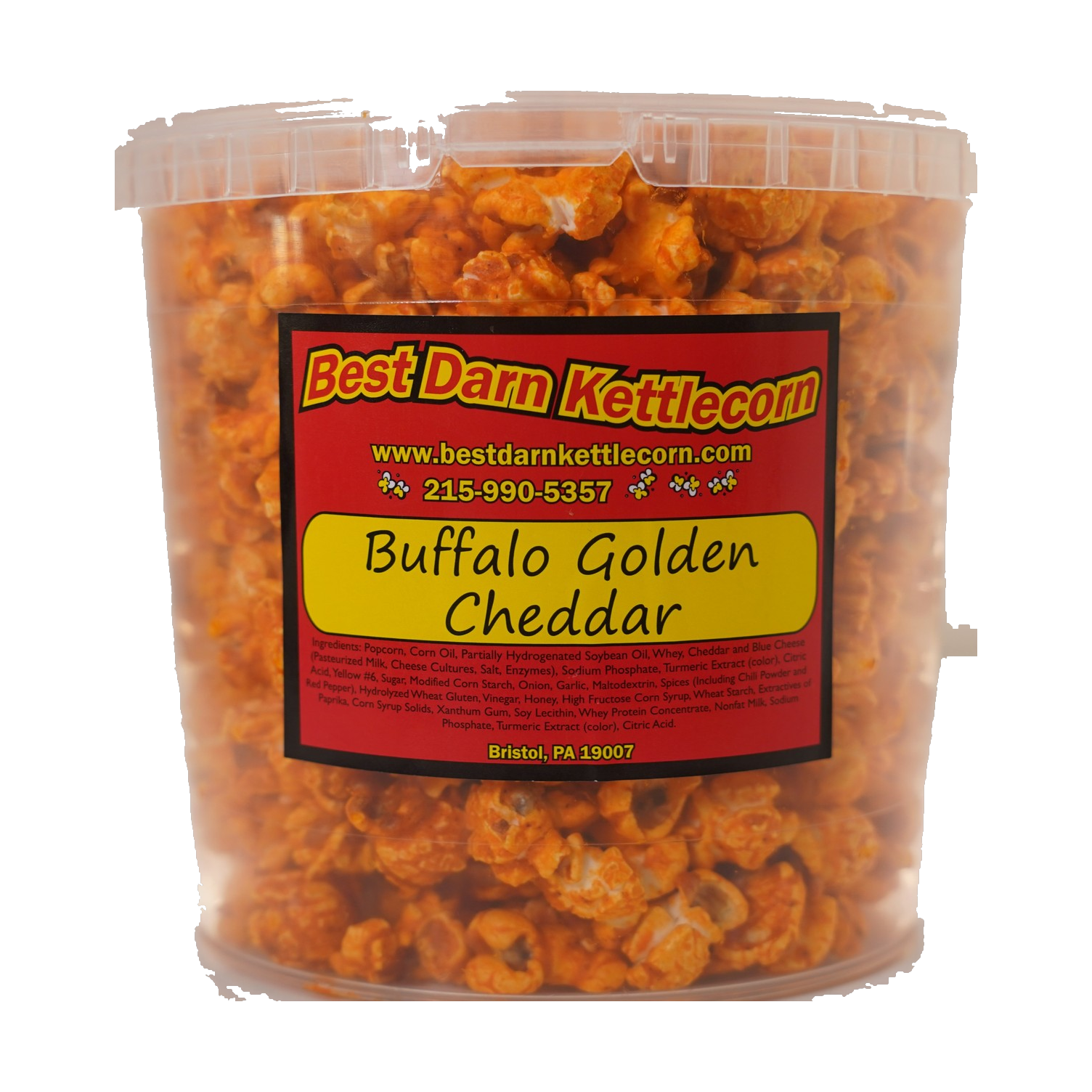 Single Tub gourmet popcorn in a resealable gourmet tub from Best Darn Kettlecorn